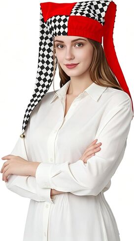 قبعة مهرج مع نمط أجراس هارليكوين الماسي لزي عيد الهالوين in Kuwait