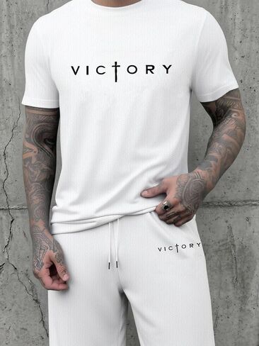 Men's Summer Sports Two-Piece Men's Outdoor Wear Printed T-Shirt and Shorts Set Comfortable and Breathable Fabric in Saudi Arabia