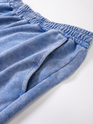 Men's Summer Washed Distressed Vintage Cotton Short-sleeved T-shirt Shorts 2-piece Set Simple Casual Vacation Sports Fitness (Blue + Blue,XX-Large) in Saudi Arabia