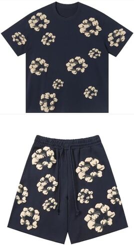 Y2K men's and women's bubble printed short sleeved shorts set, loose T-shirt beach shorts two-piece set in Saudi Arabia