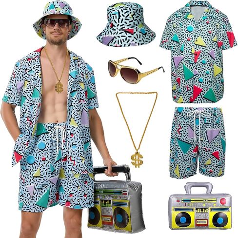 6 Pieces 80s Workout Costume for Men Halloween Cosplay 80s 90s Workout Outfit Party Clothing for Adult Mens in Saudi Arabia