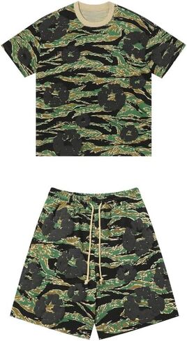 Y2K men's and women's bubble printed short sleeved shorts set, loose T-shirt beach shorts two-piece set in Saudi Arabia
