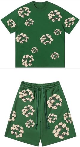 Y2K men's and women's bubble printed short sleeved shorts set, loose T-shirt beach shorts two-piece set in Saudi Arabia