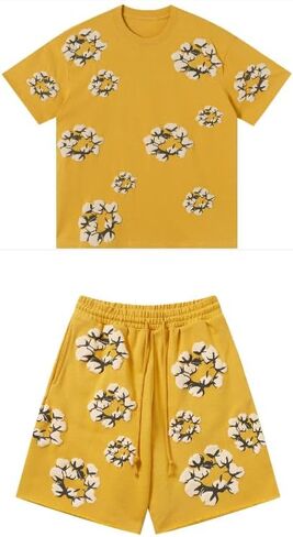 Y2K men's and women's bubble printed short sleeved shorts set, loose T-shirt beach shorts two-piece set in Saudi Arabia