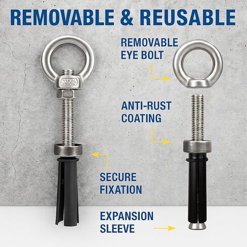 2PCSRemovable Concrete Expansion Anchor, Heavy Duty Reusable Eye Bolt for Concrete and Masonry, Detachable Expansion Bolt for Lifting, Rigging, and Construction Installation in Saudi Arabia