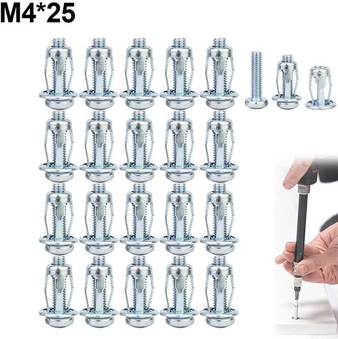 Expansion Screw Pack with Flared Nuts,Carbon Steel Expansion Screws,Expansion Screw,for Plastics, Plywood, Hollow Walls, Iron Sheets(20pcs m4*25) in Saudi Arabia