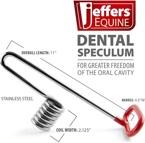 Jeffers Equine Dental Speculum with Red Handle, 11" L - Stainless Steel Horse Mouth Speculum, Coil Style Dental Tool for Horses, Equine Dentistry Instrument for Oral Exams and Teeth Floating in Saudi Arabia