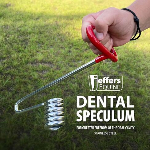Jeffers Equine Dental Speculum with Red Handle, 11" L - Stainless Steel Horse Mouth Speculum, Coil Style Dental Tool for Horses, Equine Dentistry Instrument for Oral Exams and Teeth Floating in Saudi Arabia