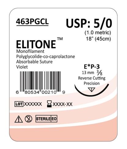 ELITONE Suture with Reverse Cutting Needle, 12 Pack. Sutures for Surgical Wound Training Students, Practice and Educational Use. Polycaprolactone Absorbable Material 5/0 PGCL, 18", P3, Violet 463PGCL in Saudi Arabia