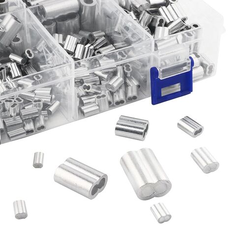 440pcs Aluminum Wire Rope Sleeves Kit, 8 Sizes (3/64" to 1/4") – Rustproof Double Ferrules for Cable Crimping, Secure Loop Clamping for DIY, Outdoor Repair, Includes Storage Case in Saudi Arabia