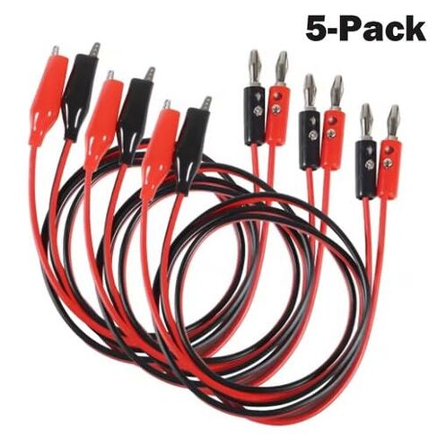 Multimeter Test Lead Set – 5 pcs of 3FT Banana-to-Alligator Cables, 4mm Plug Diameter, 15A Current Handling, 1000V Isolation Voltage in Saudi Arabia
