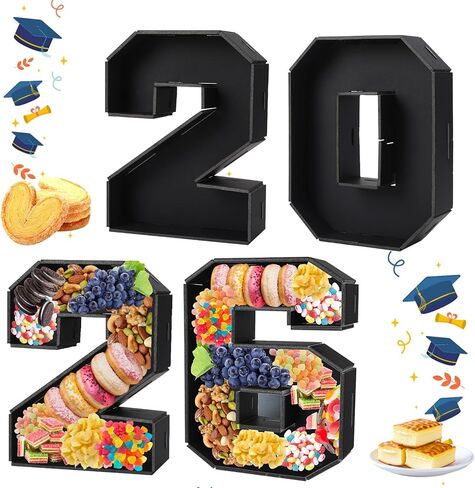 2026 Black Number Charcuterie Board Set, 4 Fillable Cardboard Food Trays for Graduation Party Decor Serving Table Centerpiece Party Display (13.78 inches x 10.88 inches) in Saudi Arabia