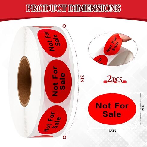 Zhanmai 2000 Pcs Not for Sale Labels Not for Resale Stickers 1.5x1 Inch Oval Retail Packaging Self-Adhesive 2 Rolls with 1000 Labels/Roll in Saudi Arabia