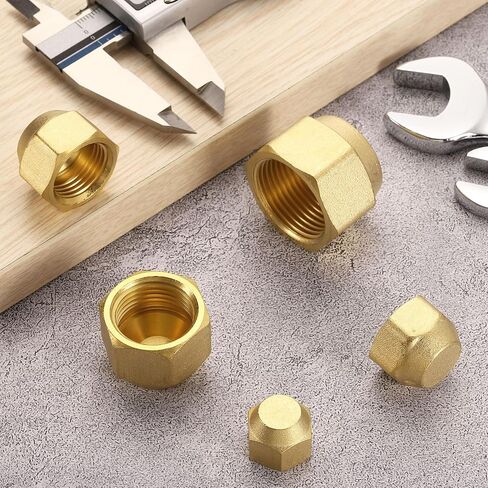 uxcell 2Pcs Brass Flare Cap, 7/8"-14 UNF Female Thread Hex Pipe Fitting, Seal Tube Fittings with Tape for Air Conditioner Pipe Extension Water Gas Line in Saudi Arabia