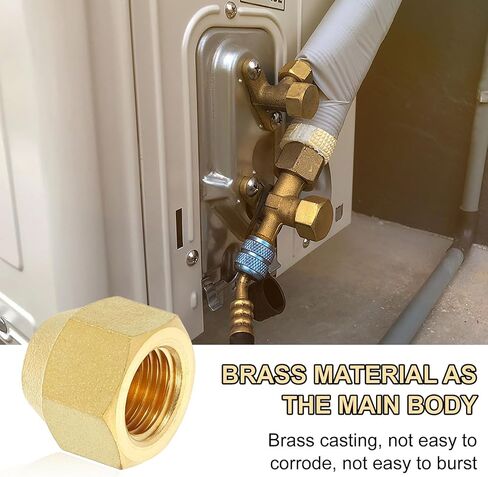 uxcell 2Pcs Brass Flare Cap, 7/8"-14 UNF Female Thread Hex Pipe Fitting, Seal Tube Fittings with Tape for Air Conditioner Pipe Extension Water Gas Line in Saudi Arabia