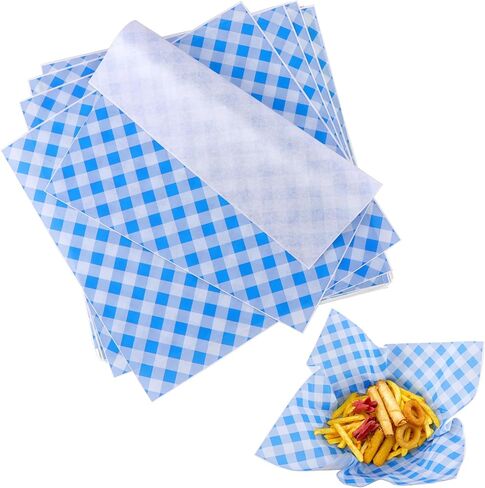 100 PCS Dry Waxed Deli Paper Sheets, 12x12 inch Sandwich Wrapping Pink Checkered, Greaseproof Food Basket Liners for Burger, Wax Paper Sheets for Wrapping Bread，Lunch，Party, BBQ in Saudi Arabia