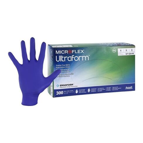 Microflex UF-524-M Ultraform Cobalt Blue Nitrile Gloves Medium 300/Box in Saudi Arabia
