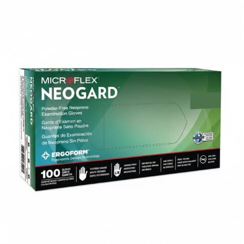 قفازات Microflex C520 NeoGard من النيوبرين للامتحان، صغيرة جدًا، خالية من البودرة، 100 قطعة/صندوق in Kuwait