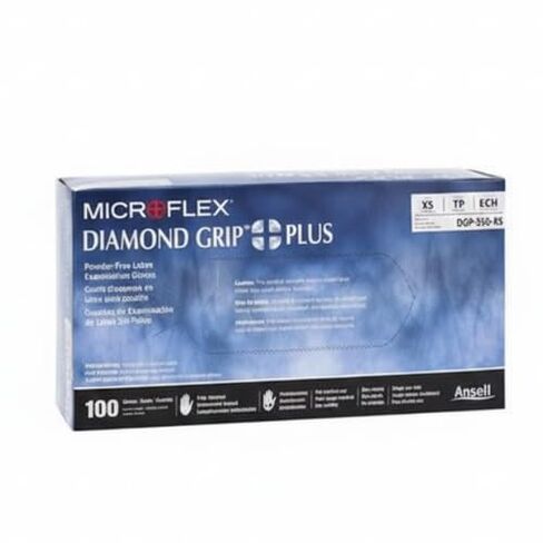 قفازات مايكروفلكس DGP-350-XS دايموند جريب بلس لاتكس للامتحان، صغيرة جدًا، خالية من البودرة، 100 قطعة/صندوق in Kuwait
