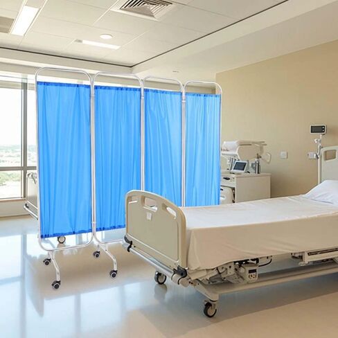 Movable Privacy Screen with Wheels Portable 4-Panel Room Divider Stainless Steel Contruction Folding Privacy Screens for Hospitals Clinics Bedrooms Beauty Salon in Saudi Arabia