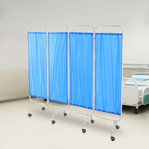 Movable Privacy Screen with Wheels Portable 4-Panel Room Divider Stainless Steel Contruction Folding Privacy Screens for Hospitals Clinics Bedrooms Beauty Salon in Saudi Arabia