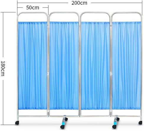 Movable Privacy Screen with Wheels Portable 4-Panel Room Divider Stainless Steel Contruction Folding Privacy Screens for Hospitals Clinics Bedrooms Beauty Salon in Saudi Arabia