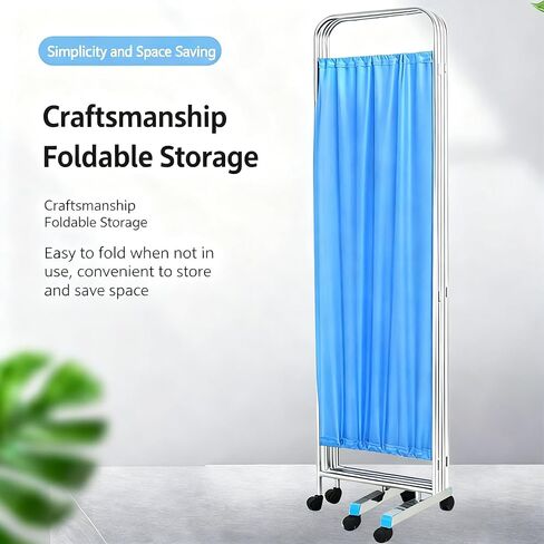 Movable Privacy Screen with Wheels Portable 4-Panel Room Divider Stainless Steel Contruction Folding Privacy Screens for Hospitals Clinics Bedrooms Beauty Salon in Saudi Arabia