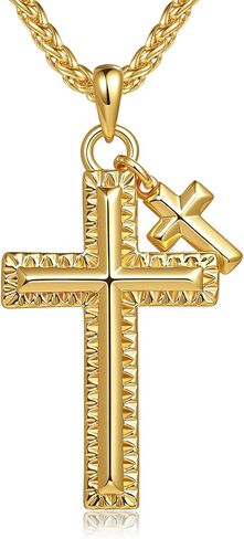 Cross Necklace for Men Cross Pendant Strength Bible Verse Necklace Cross Gift for Him in Saudi Arabia