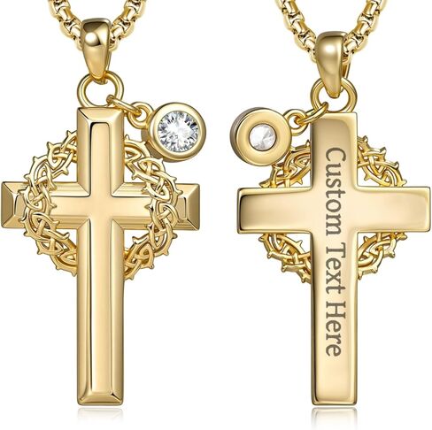 Cross Necklace for Men Cross Pendant Strength Bible Verse Necklace Cross Gift for Him in Saudi Arabia