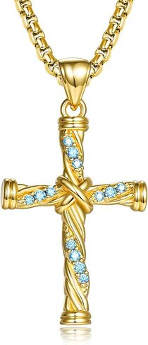 Cross Necklace for Men Cross Pendant Strength Bible Verse Necklace Cross Gift for Him in Saudi Arabia