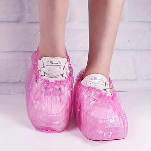 1 Pack of 20 Disposable Shoe Covers – Cleaning & Sanitation Supplies for Travel, Hotels, and Daily Use - PINK in Saudi Arabia