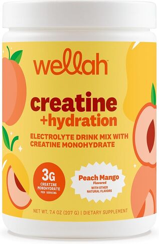 Wellah Creatine + مسحوق الإلكتروليتات (الفراولة وجوز الهند) 30 حصة - مزيج مشروب الترطيب مع 3 جرام من الكرياتين مونوهيدرات in Kuwait