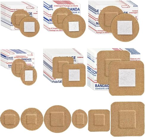 120Pcs Small Circle Bandage Bulk Round Oval and Square Fabric Adhesive Flexible Breathable Bandages 6 Sizes for Face Nose Hands Small Wound in Saudi Arabia