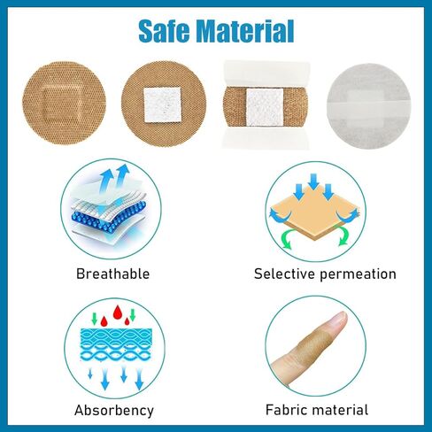 120Pcs Small Circle Bandage Bulk Round Oval and Square Fabric Adhesive Flexible Breathable Bandages 6 Sizes for Face Nose Hands Small Wound in Saudi Arabia
