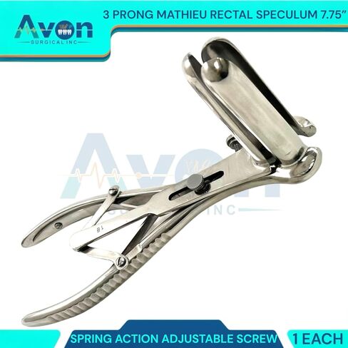 3-Pronged Mathieu Speculum 7 3/4" (7.75in) with Adjustable Screw & Spring-Action Handle - Stainless Steel Examination Specula in Saudi Arabia