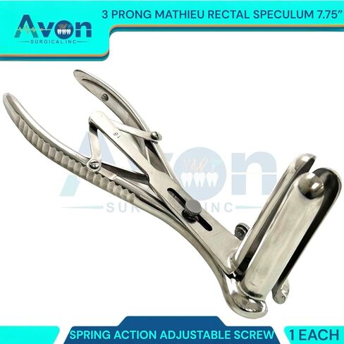 3-Pronged Mathieu Speculum 7 3/4" (7.75in) with Adjustable Screw & Spring-Action Handle - Stainless Steel Examination Specula in Saudi Arabia