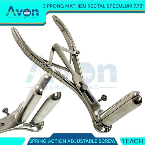 3-Pronged Mathieu Speculum 7 3/4" (7.75in) with Adjustable Screw & Spring-Action Handle - Stainless Steel Examination Specula in Saudi Arabia