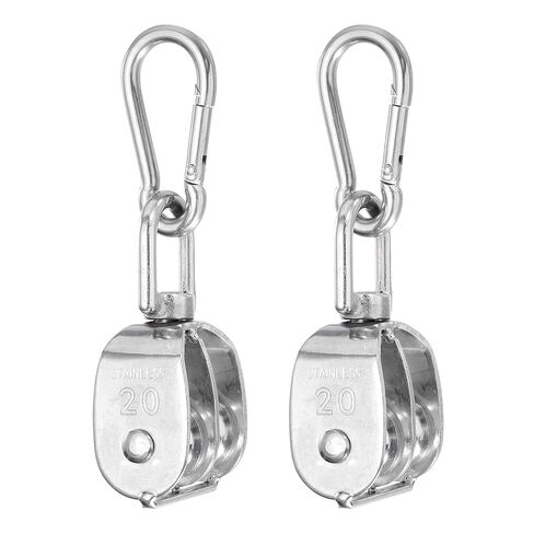 PATIKIL M20 Double Pulley Block, (154 lbs Load)(1 Set), 304 Stainless Steel Heavy Duty Wheel Swivel Rigging Lifting Fixed Pulley for Wire Rope Gym Equipment Clothesline in Saudi Arabia