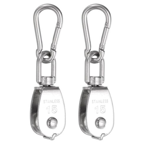 PATIKIL M25 Single Pulley Block, (308 lbs Load)(2 Set), 304 Stainless Steel Heavy Duty Wheel Swivel Rigging Lifting Fixed Pulley for Wire Rope Gym Equipment Clothesline in Saudi Arabia