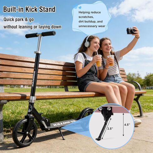 Scooter for Age 6+, Folding Kick Scooters for Kids 8-12,Teens, Adults up to 250Lbs,3 Adjustable Heights, Rear Brake, Wide Antislip Deck, Lightweight Scooter for Boys Girls in Saudi Arabia
