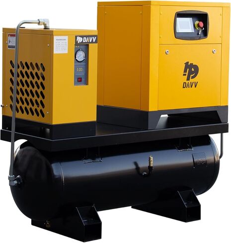 نظام ضاغط الهواء اللولبي الدوار ذو التردد المتغير DAVV PM - 10HP/7.5KW، 39CFM @125PSI، خزان ASME سعة 80 جالونًا مع مجفف مبرد - وحدة مثبتة على قاعدة صناعية ثلاثية الطور بقدرة 460 فولت in Kuwait