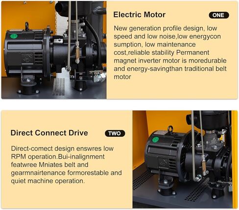 نظام ضاغط الهواء اللولبي الدوار ذو التردد المتغير DAVV PM - 10HP/7.5KW، 39CFM @125PSI، خزان ASME سعة 80 جالونًا مع مجفف مبرد - وحدة مثبتة على قاعدة صناعية ثلاثية الطور بقدرة 460 فولت in Kuwait