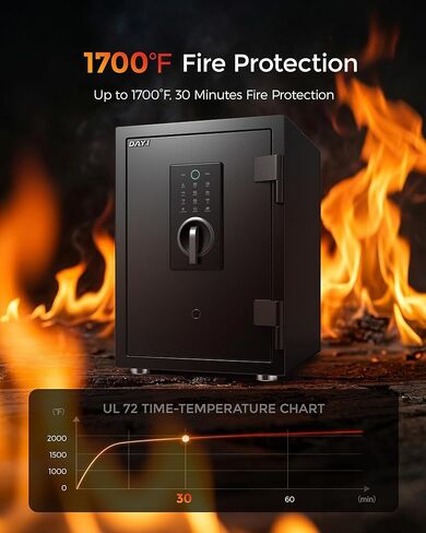 DAYI Fireproof Safe, 3.0 Cubic Feet Biometric Fingerprint Fire Proof Safes Box for Home Documents Money, Digital Touchpad Security Safe Dual Alarm System - DY-60FP in Saudi Arabia