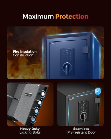 DAYI Fireproof Safe, 3.0 Cubic Feet Biometric Fingerprint Fire Proof Safes Box for Home Documents Money, Digital Touchpad Security Safe Dual Alarm System - DY-60FP in Saudi Arabia