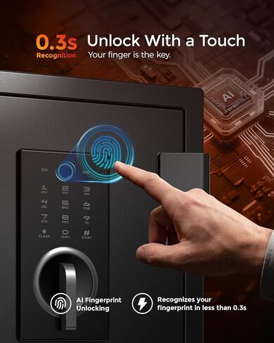 DAYI Fireproof Safe, 3.0 Cubic Feet Biometric Fingerprint Fire Proof Safes Box for Home Documents Money, Digital Touchpad Security Safe Dual Alarm System - DY-60FP in Saudi Arabia