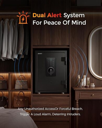 DAYI Fireproof Safe, 3.0 Cubic Feet Biometric Fingerprint Fire Proof Safes Box for Home Documents Money, Digital Touchpad Security Safe Dual Alarm System - DY-60FP in Saudi Arabia