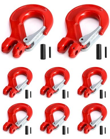 QWORK Clevis Slip Hook with Latch, 8 Pack, 3/8", 4400 lbs Load Limit, Grade 80 Drop Forged Alloy Steel in Saudi Arabia