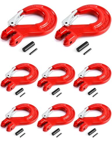 QWORK Clevis Slip Hook with Latch, 8 Pack, 3/8", 4400 lbs Load Limit, Grade 80 Drop Forged Alloy Steel in Saudi Arabia
