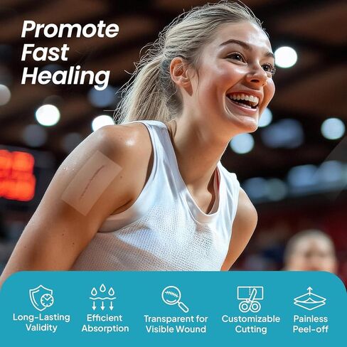 Hydrocolloid Roll for Wound Care: 2IN*6.5FT - Waterproof Ultra Thin Self Adhesive Patch for Blisters Acne Bedsores Pressure Diabetic Ulcers - DIY Size - Home First Aid Kit Essential in Saudi Arabia