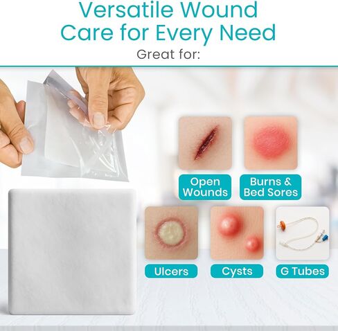 ViveCare Calcium Alginate Wound Dressing 2" x 2" (10 Pack)- Individually Wrapped, Sterile Gauze Pads - Absorbent Patches for Ulcer, Bed Sore, G Tube, & Diabetic Foot - Non-Stick Burn Treatment in Saudi Arabia